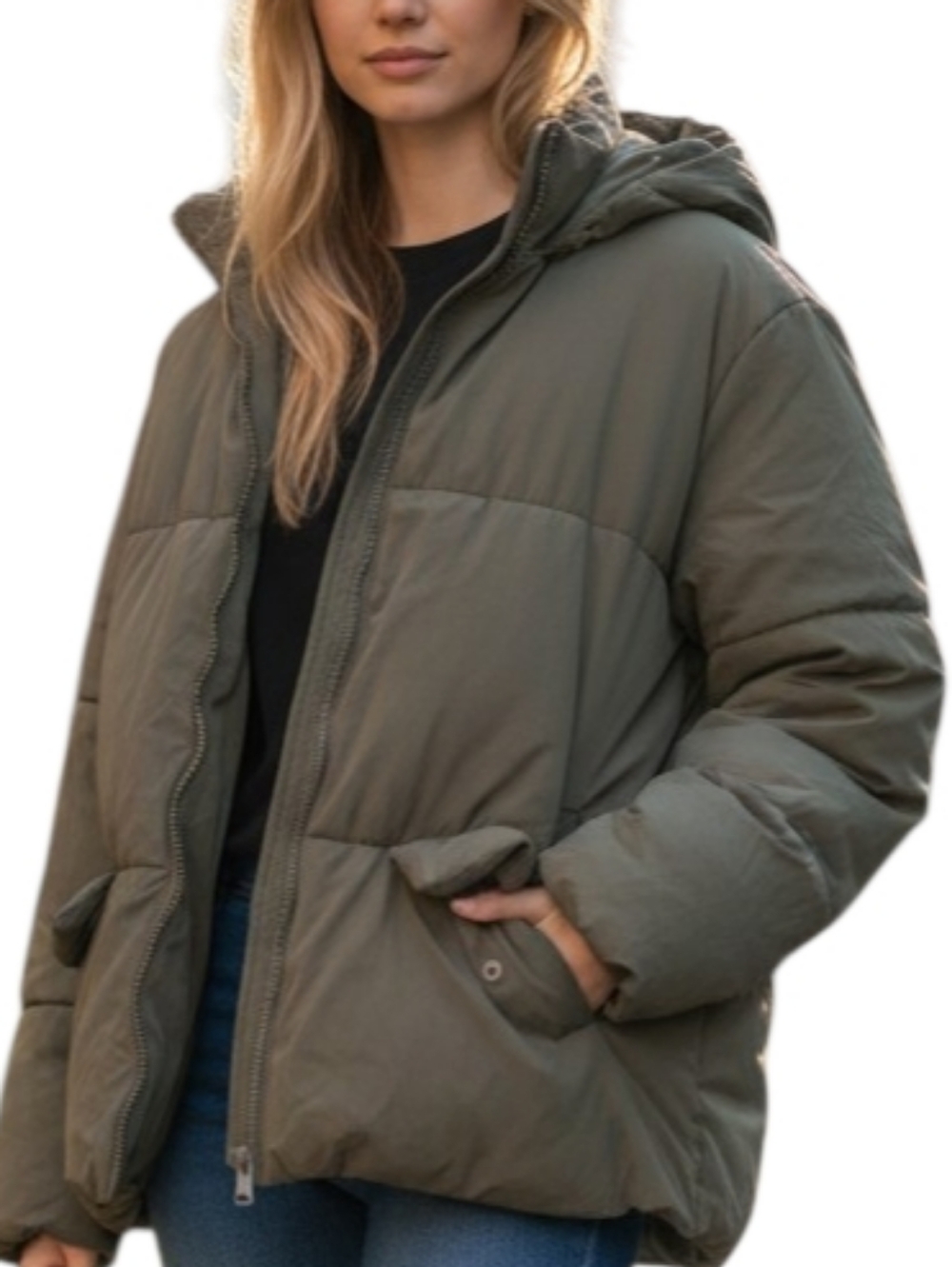 ASOS Design Olive Green Puffer Jacket. Medium.